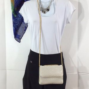 Whiting and Davis vintage white evening bag
